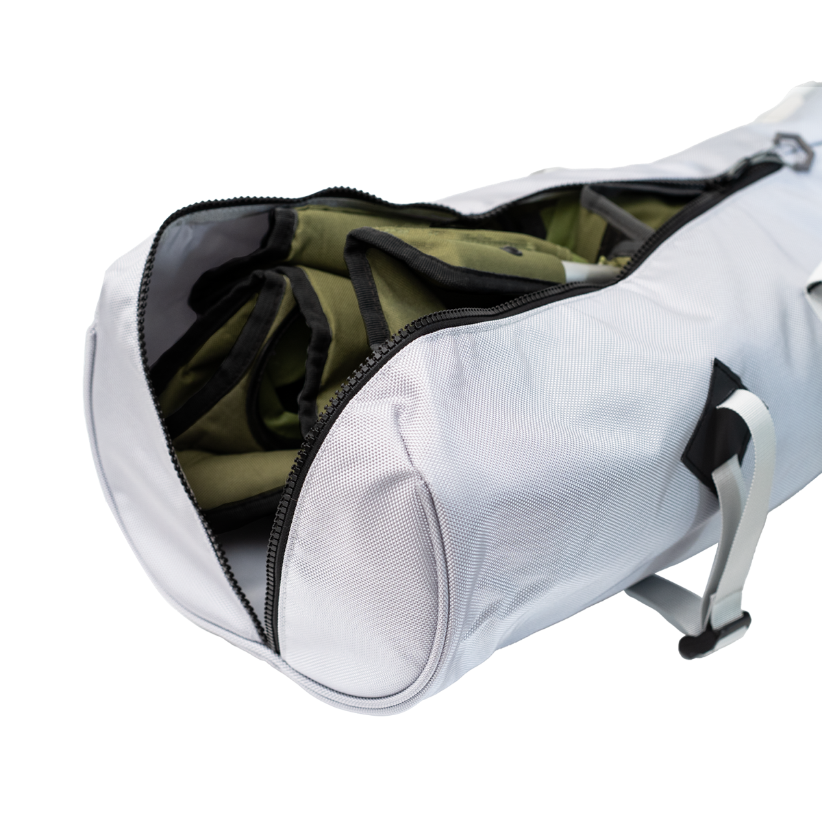 The FieldLux Chair Bag with its butterfly zipper opened wide.